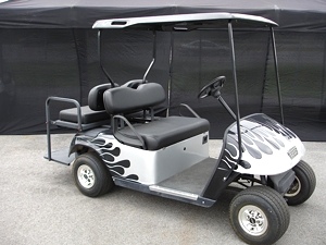 EZGO PDS Golf Cart with Custom Flames 